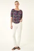 Roman Pink Floral Print Stretch Bardot Top - 18 Image 2