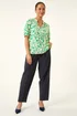 Roman Green Petite Floral Tie Front Top - 10 Image 3