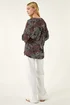 Roman Red Floral Puff Print Gathered Shirt - 14 Image 3