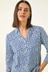 Roman Blue Heart Print Collared Top - 10 Image 1