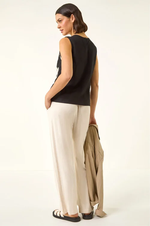 Roman Black Butterfly Embroidered Vest Top - 10 Image 3