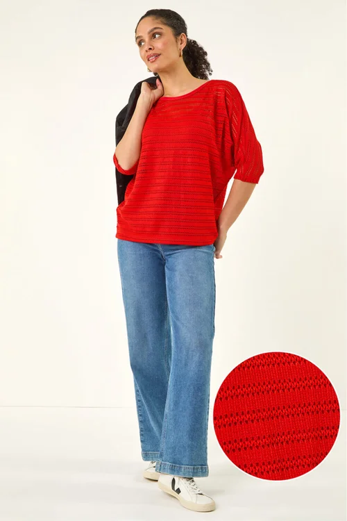 Roman Dark Orange Textured Snit Top - 18 Image 1