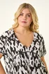 Roman Black Curve Ladder Printed Top - 18 Image 4