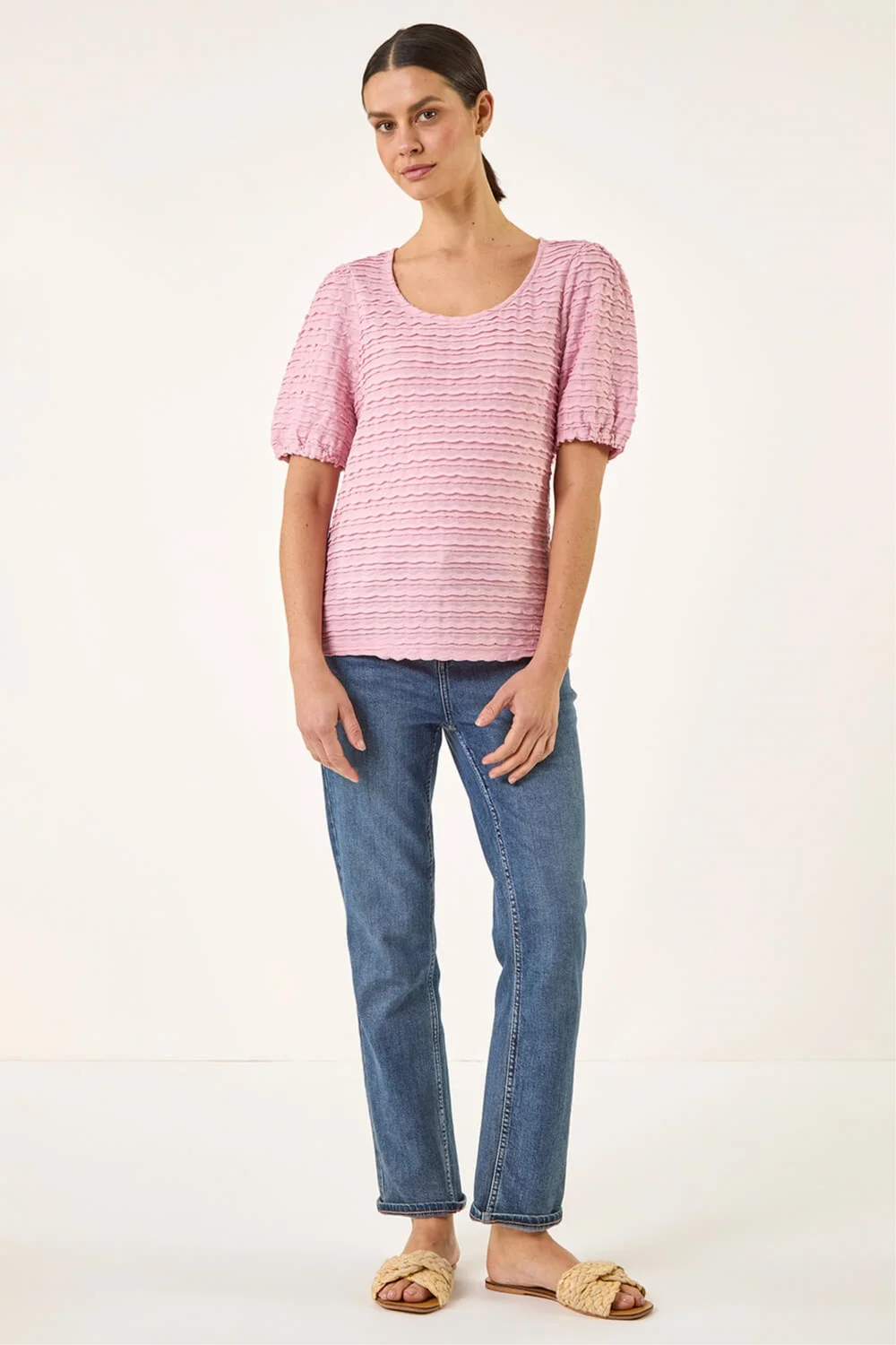 Roman Pink Textured Jersey Stretch Top - 14 Image 2