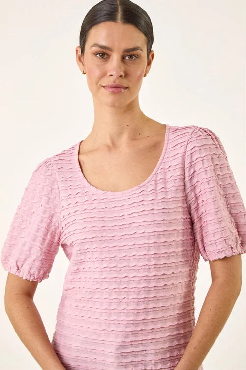 Roman Pink Textured Jersey Stretch Top - 14 Image 1