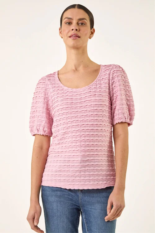 Roman Pink Textured Jersey Stretch Top - 14 Image 4