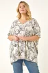 Roman Ivory Curve Floral Print Oversized Top - 16 Image 4