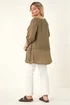 Roman Khaki Curve Buttoned Side Asymmetric Top - 22-24 Image 3