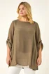 Roman Khaki Curve Buttoned Side Asymmetric Top - 22-24 Image 1