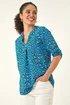Roman Blue Animal Print Woven Top - 18 Image 1