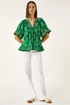 Roman Green Floral Ric Rac Frill Hem Top - 12 Image 2