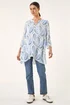 Roman Blue Leaf Print Wrap Hem Tunic Top - 12 Image 2