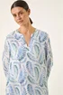 Roman Blue Leaf Print Wrap Hem Tunic Top - 12 Image 4