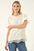 Roman Cream Panelled Lace Puff Sleeve Top - 14 Image 4