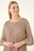 Roman Beige Spot Print Pleated Tunic Top - 14 Image 4