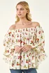 Roman Red Floral Print Bardot Top - 20 Image 4