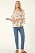 Roman Red Floral Print Bardot Top - 20 Image 2