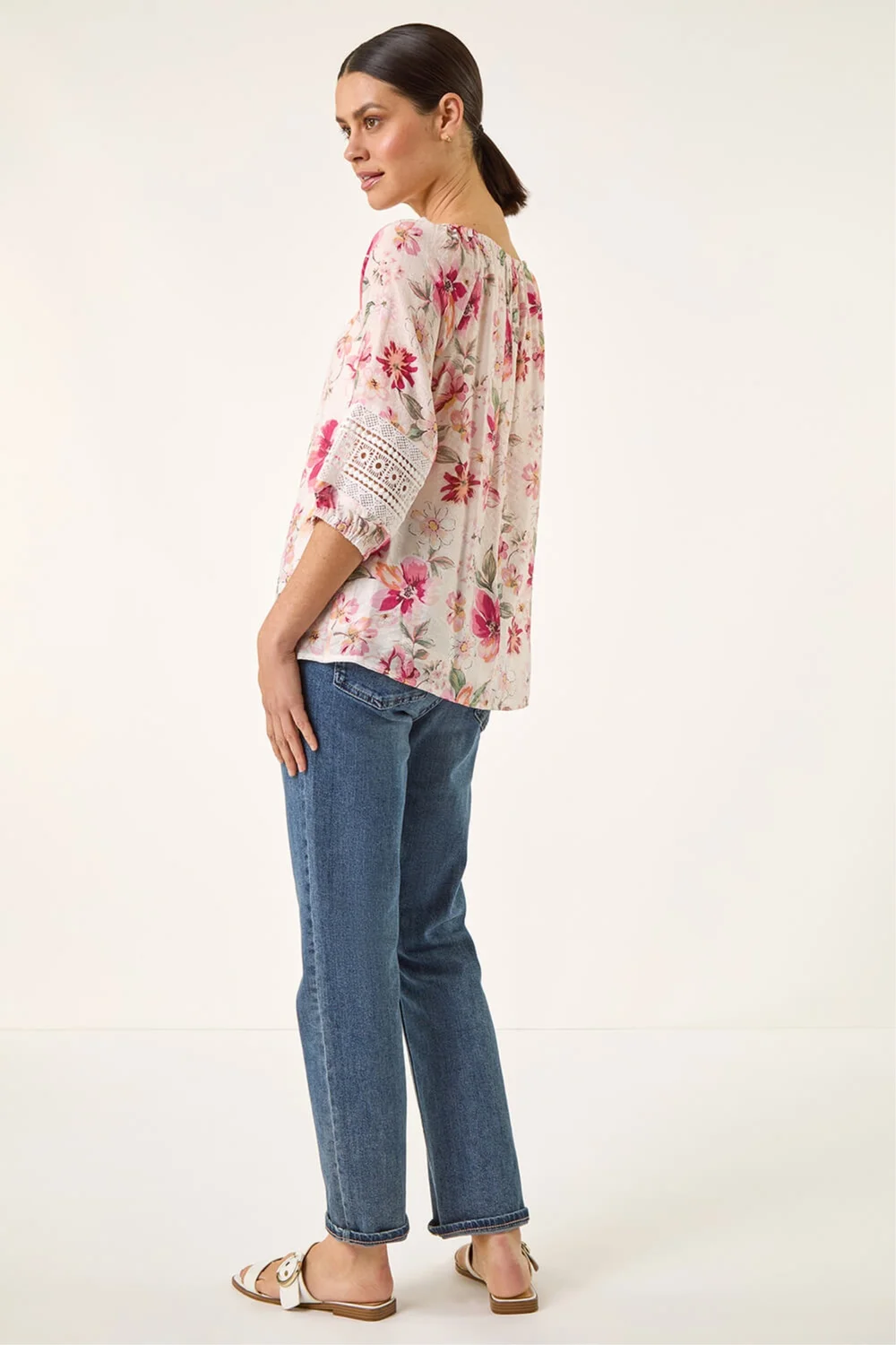 Roman Pink Floral Tie Front Top - 16 Image 3