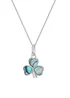 Golden Moments Sterling Silver Rhodium Plated Paua Shell Clover Pendant on Chain - One Size Image 1