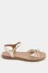 Yours Curve Gold Faux Leather Knot Detail Sandals In Wide E Fit - 7 Wide Image 3