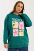 Yours Curve Teal Green 'Sicily' Slogan Sweatshirt - 16 Image 1