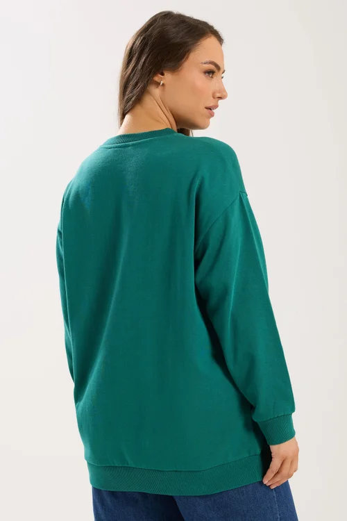 Yours Curve Teal Green 'Sicily' Slogan Sweatshirt - 16 Image 3