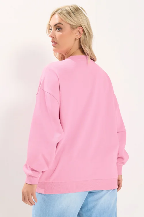 Yours Curve Pink 'Ibiza' Slogan Sweatshirt - 14 Image 3