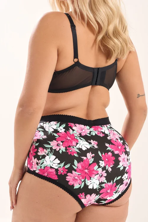 Yours Curve 5 Pack Black Floral Print Full Briefs - 30-32 Image 5