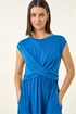 Roman Blue Crossover Front Stretch Midi Dress - 16 Image 4