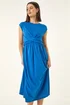 Roman Blue Crossover Front Stretch Midi Dress - 16 Image 2