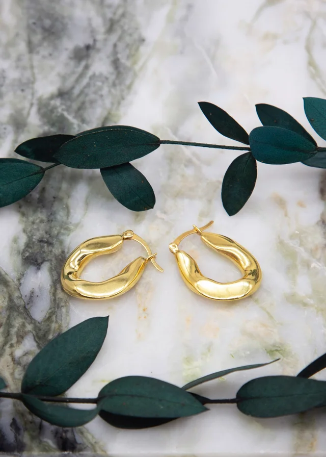 Golden Moments Stering Silver Gold Plated Creole Earring