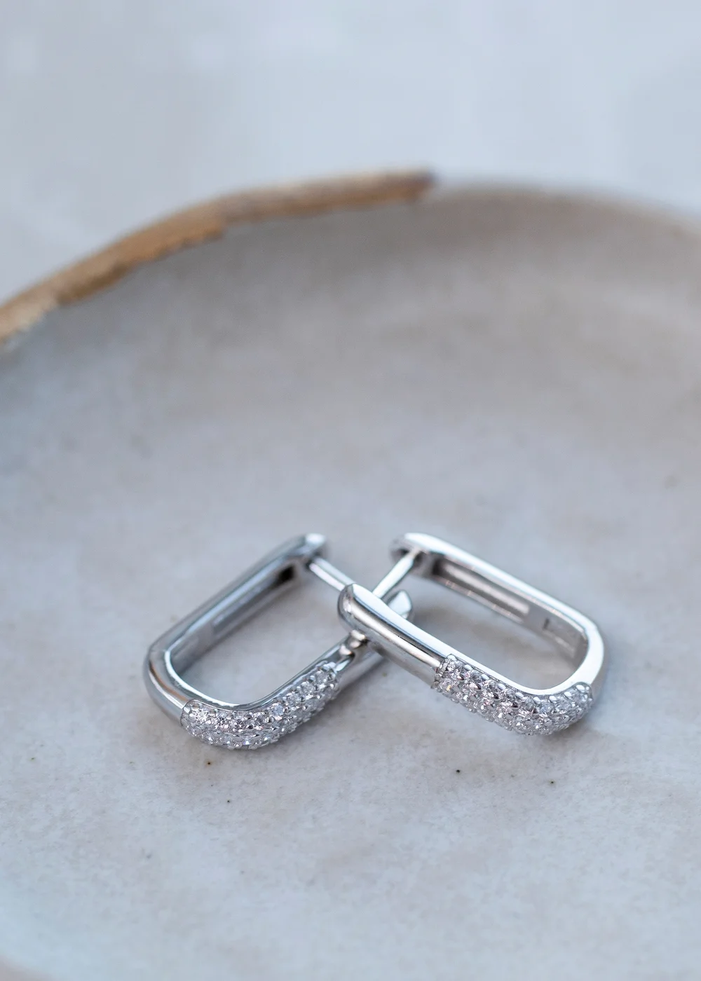 Golden Moments Sterling Silver Rhodium Plated CZ Creole Earrings - One Size Image 2