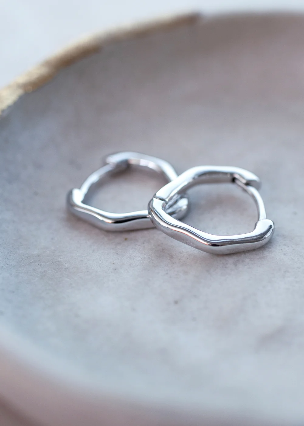 Golden Moments Sterling Silver Rhodium Plated Organic Creole Earrings - One Size Image 2