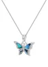 Golden Moments Sterling Silver Rhodium Plated Paua Shell Butterfly Pendant on Chain - One Size Image 1