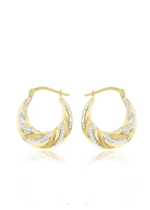 Golden Moments Sterling Silver 9ct Gold Bonded 2 Colour Twisted Creole Earring - One Size Image 1