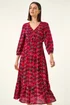 Roman Red Embroidered Leaf Midi Dress - 18 Image 1