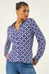 Roman Blue Geo Print Stretch Mock Shirt - 10 Image 4