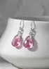 Golden Moments Sterling Silver Pink CZ Teardrop Earrings - One Size Image 2