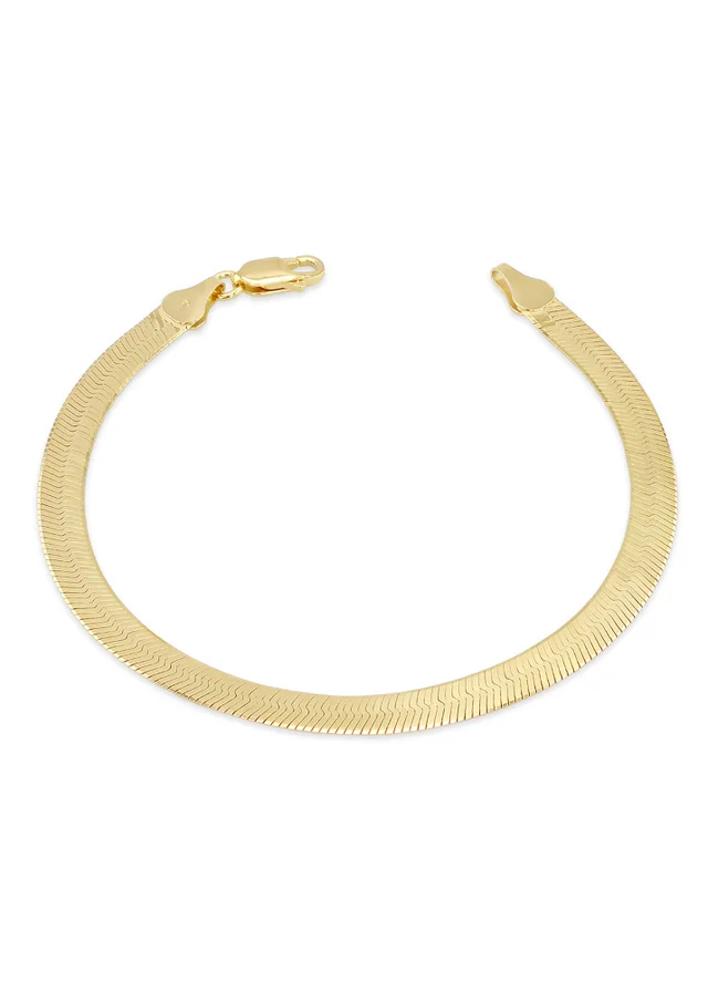 Golden Moments Sterling Silver Gold Plated Triple Herringbone Bracelet