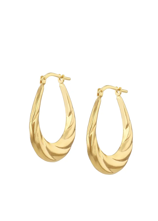 Golden Moments Sterling Silver 9ct Bonded Twisted Creole Earring
