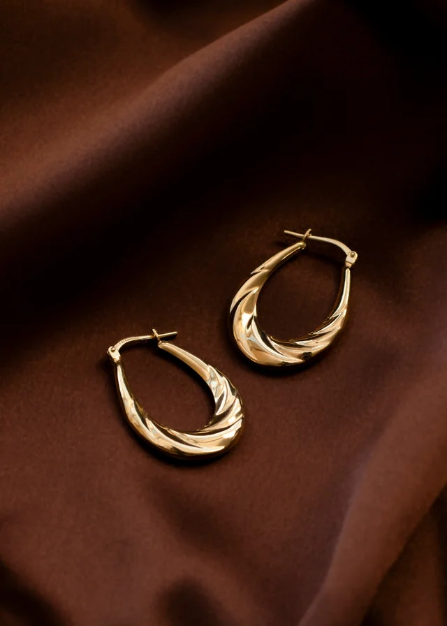Golden Moments Sterling Silver 9ct Bonded Twisted Creole Earring