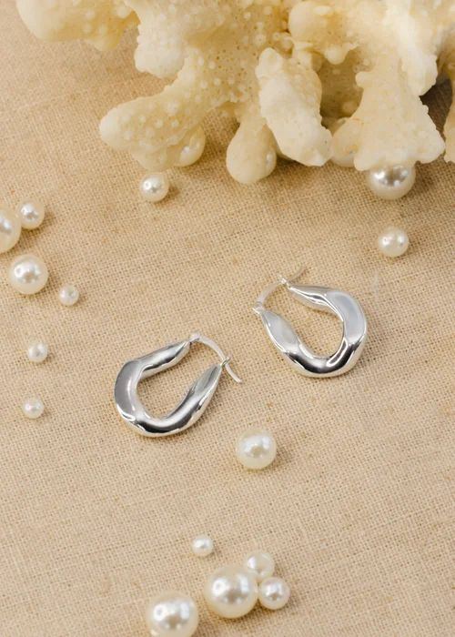 Golden Moments Stering Silver Creole Earring - One Size Image 2
