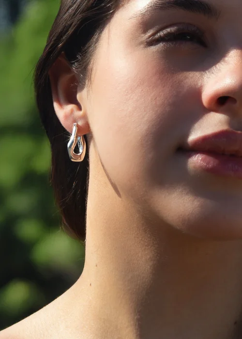 Golden Moments Stering Silver Creole Earring - One Size Image 3