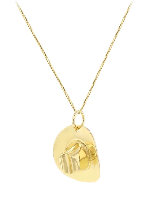Golden Moments Sterling Silver Gold Plated Cowboy Hat Pendant on Chain - One Size Image 1