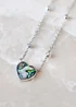Golden Moments Sterling Silver Rhodium Plated Paua Shell Heart Adjustable Trace and Ball Necklace - One Size Image 3