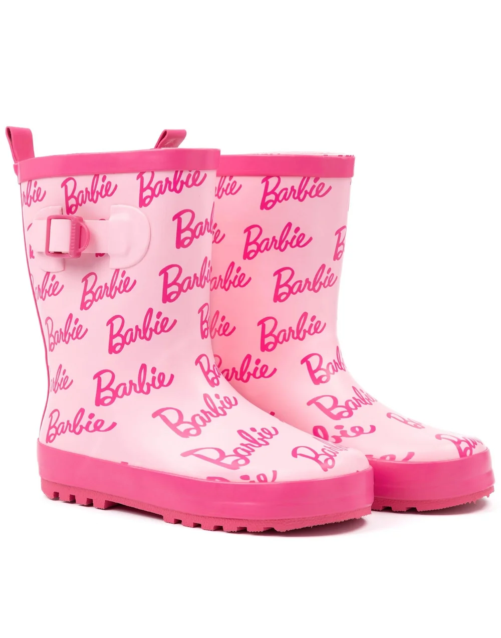 Vanilla Underground Barbie Unisex Kids Pink Logo Wellington Boots without Handles (10 Younger - 2 Older) - 12 Infants Image 1