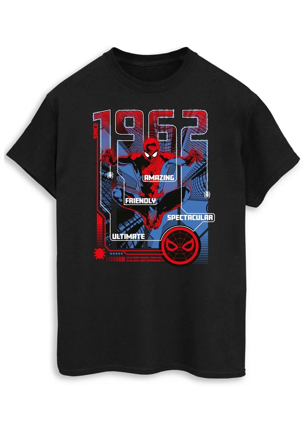 Spiral Galaxy Marvel Spider-Man 1962 Black Graphic T-Shirt - 3XL Image 1