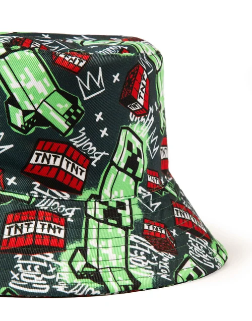 Vanilla Underground Minecraft Unisex Kids Multicoloured Creeper Bucket Hat (One Size) - One Size Image 3