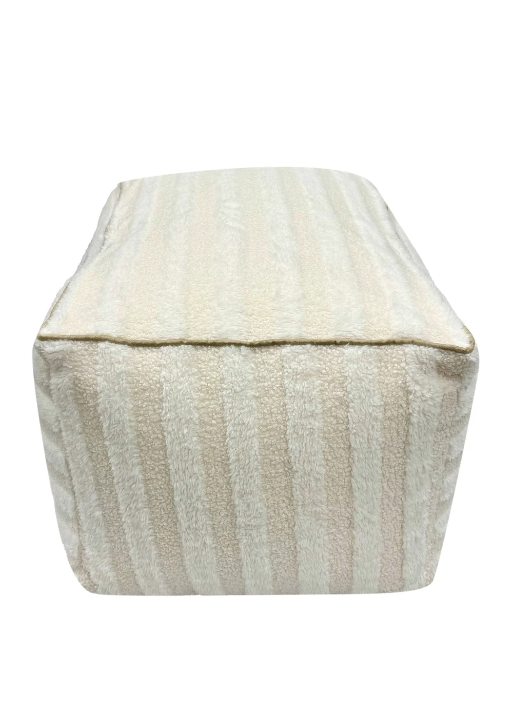 Kaikoo Cream Rectangle Pouffe in Textured Fabric - One Size Image 3