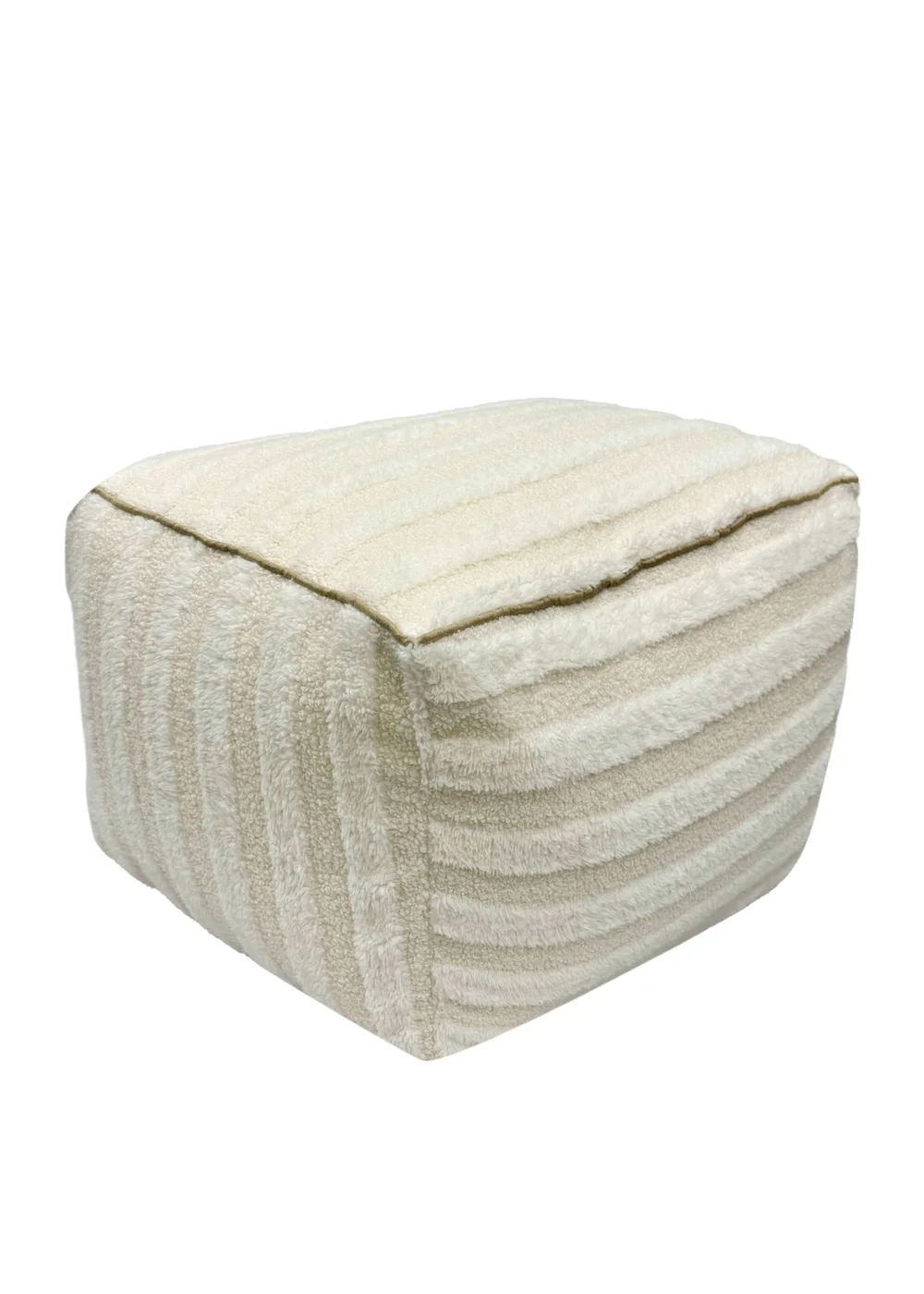 Kaikoo Cream Rectangle Pouffe in Textured Fabric - One Size Image 2